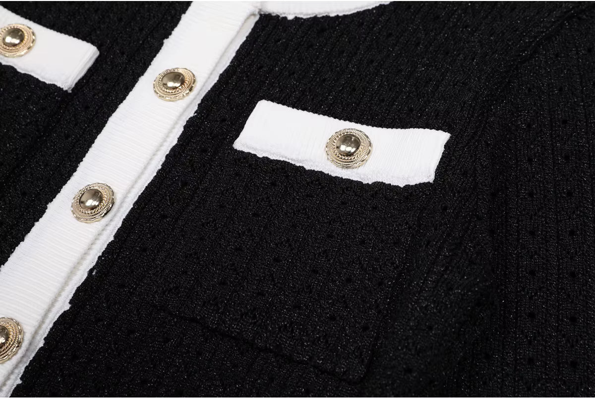 Boss Babe Long-Sleeve Knitted Cardigan Jacket + Midi Skirt Two Piece Set