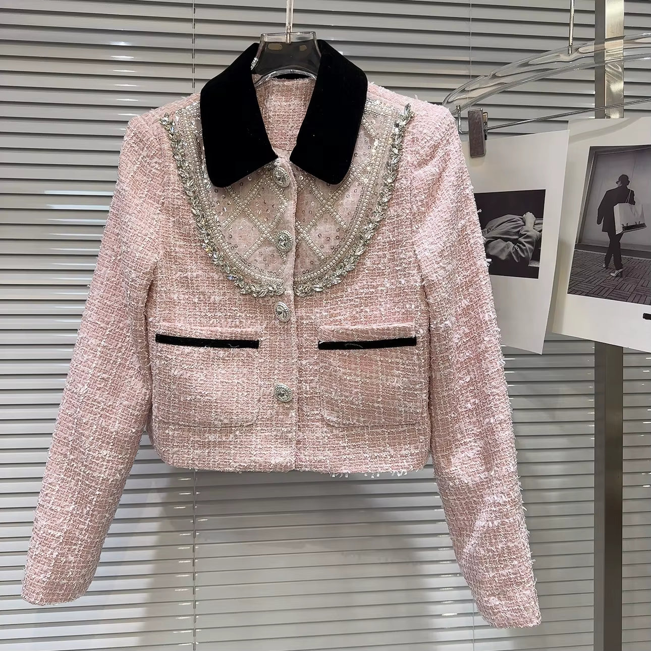 Boss Babe Short Jacket Coat Tweed Pink Mini Skirt