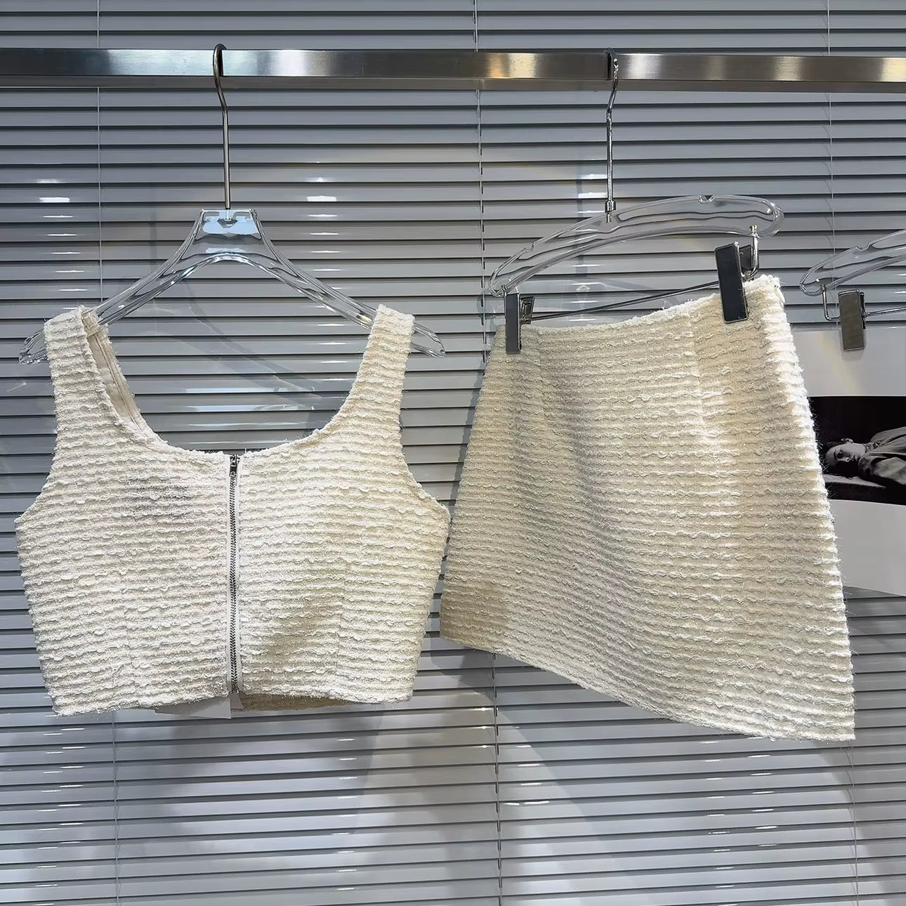 Boss Babe Sleeveless Crop Top Short Tweed Skirt