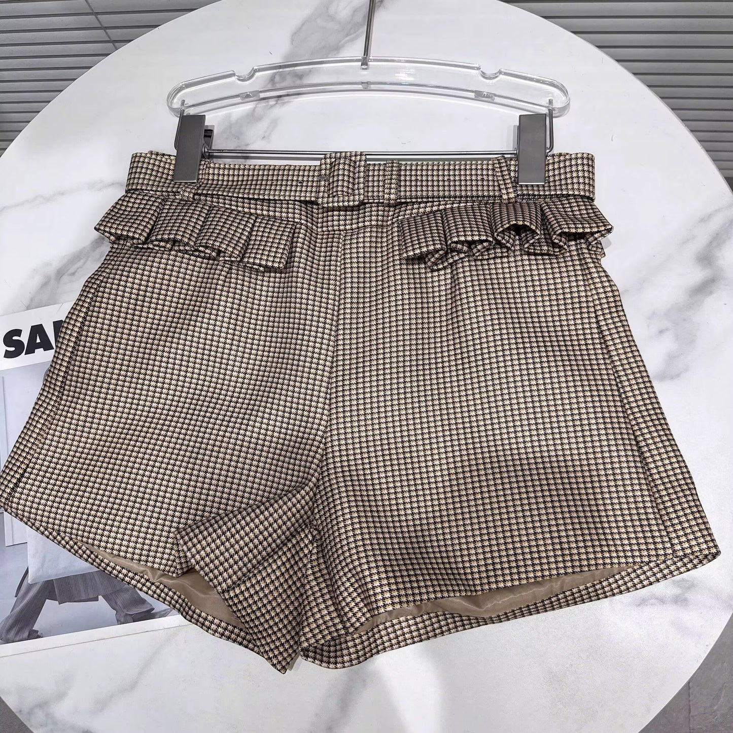 Boss Babe Bow Necktie Sequins Collar Plaid Short & Jacket