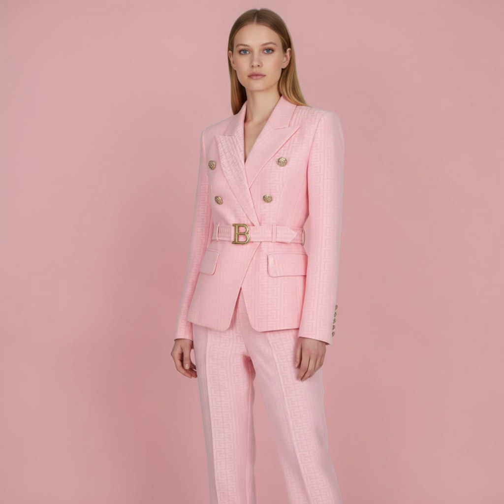 Boss Babe Pink Double-Breasted Blazer & Trousers Set