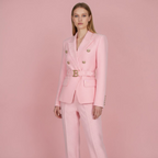 Boss Babe Pink Double-Breasted Blazer & Trousers Set