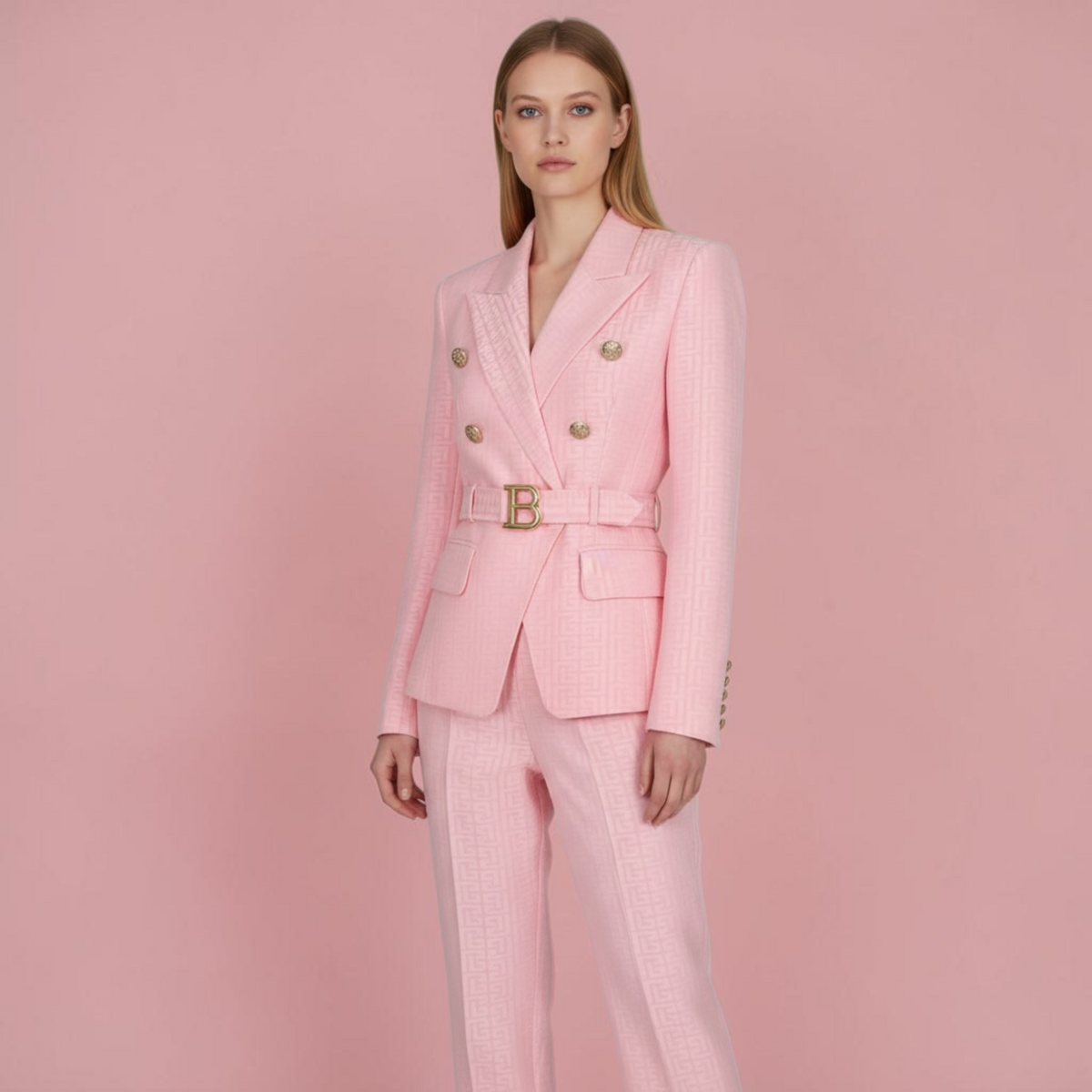 Boss Babe Pink Double-Breasted Blazer & Trousers Set
