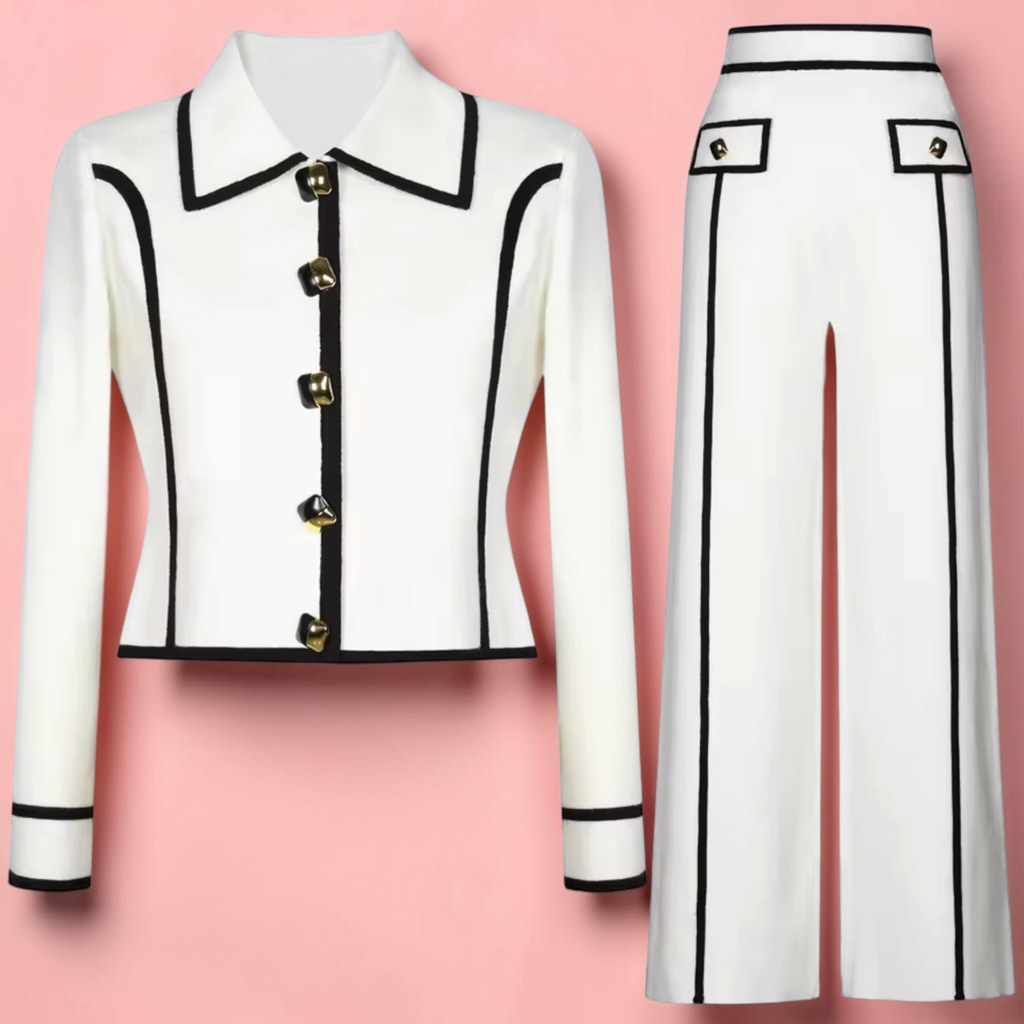 Boss Babe Patchwork Lapel Cardigan & Straight-Leg Pants Beautylicious you