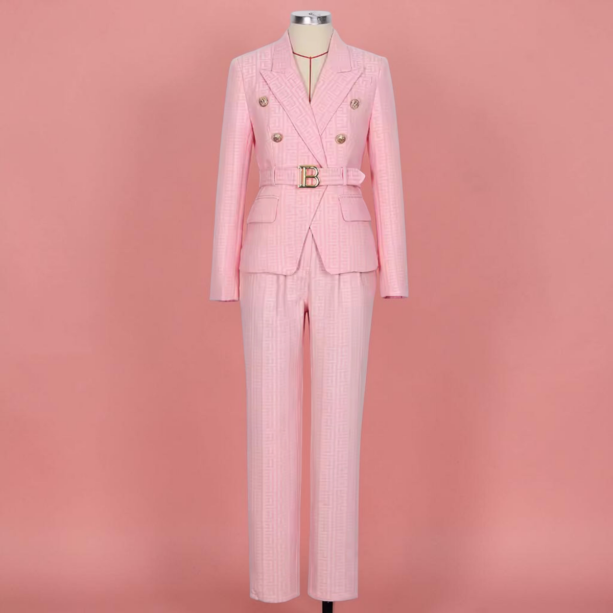 Boss Babe Pink Double-Breasted Blazer & Trousers Set