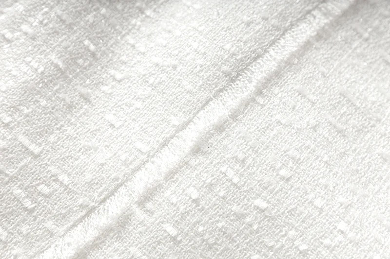 Boss Babe Pure White Tweed Fabric Straps Sleeveless Dress