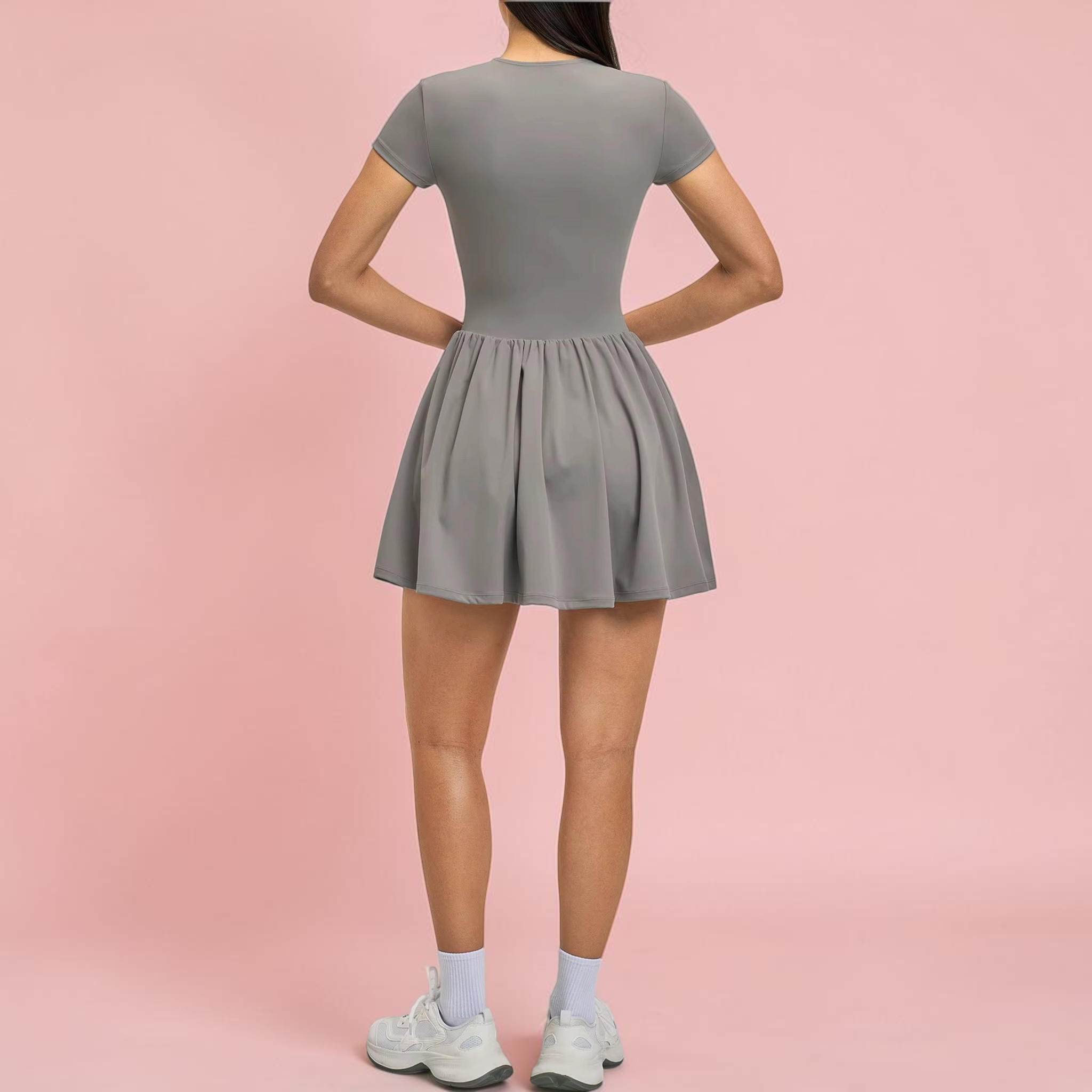 Zaluma Zipper Yoga Jumpsuit Dress