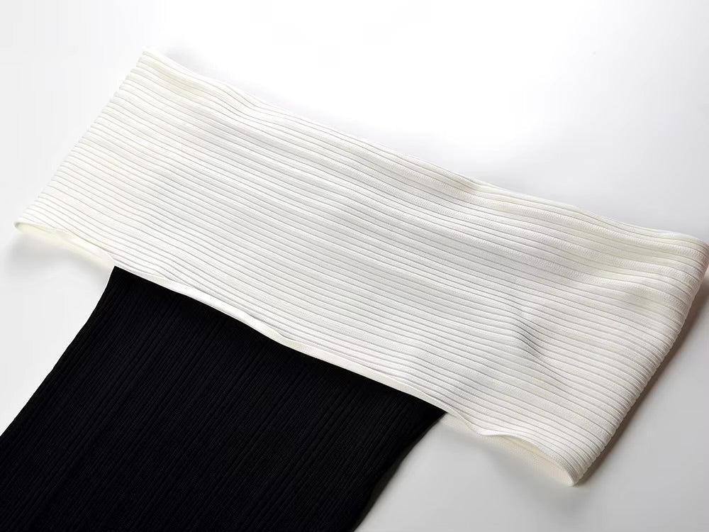 Boss Babe Bow Off Shoulder Knitted Long Mermaid Dress