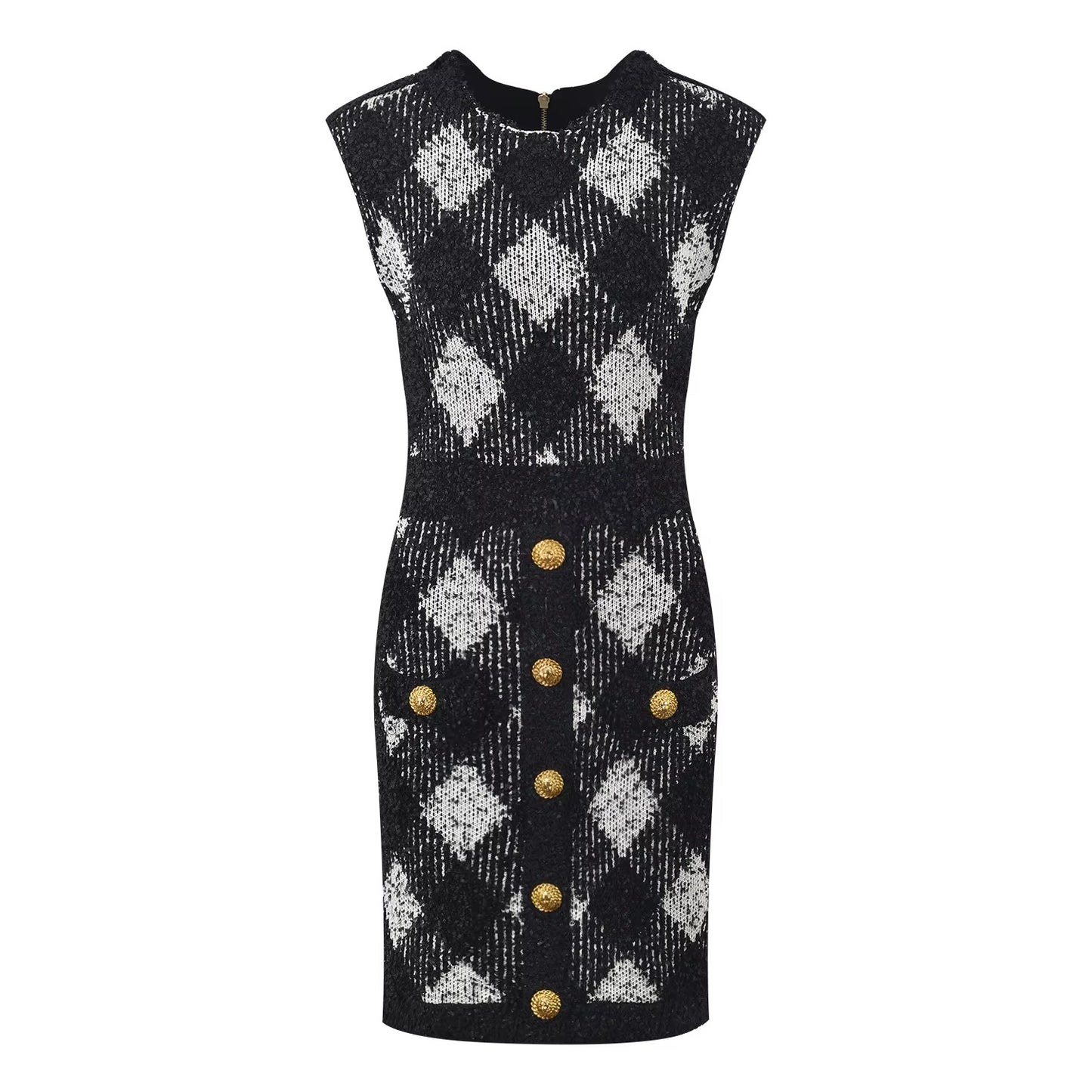 Boss Babe Sleeveless Plaid Mini Knitted Slim Fitted Dress