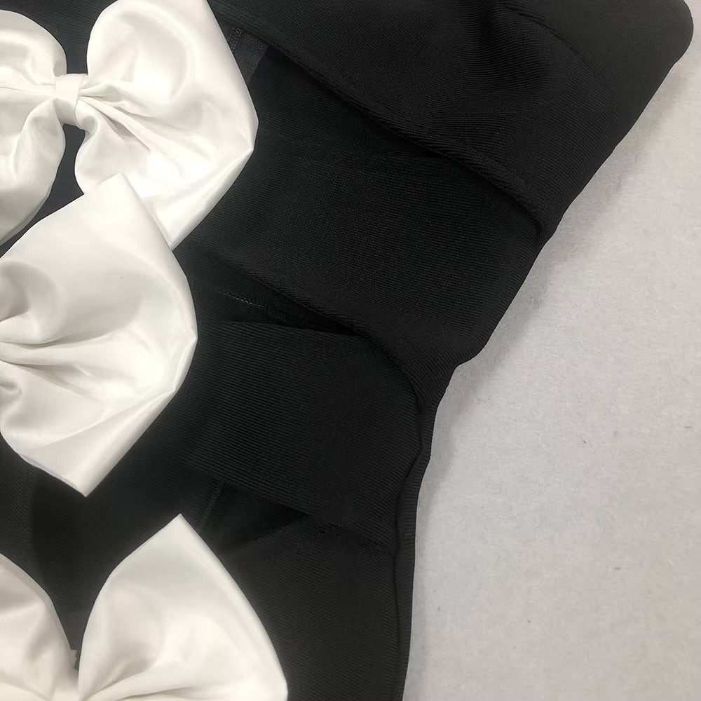 Boss Babe Elegant Bow Strapless Bandage Dress
