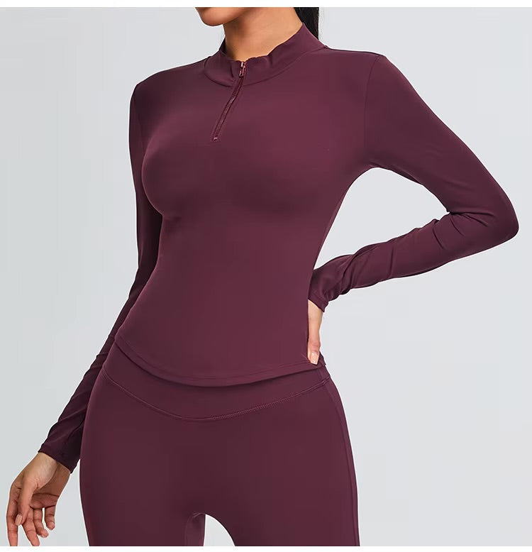 Evangeline Half Zipper Yoga Long Sleeve Top