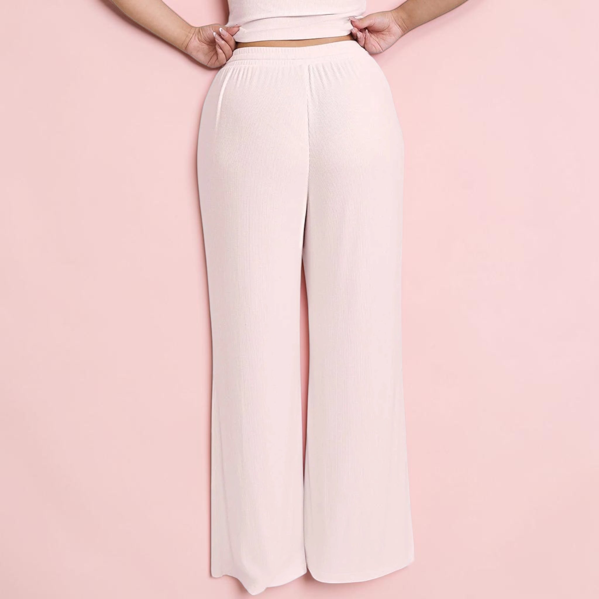 Rayon Ribbed Wide Leg Loungewear Pants