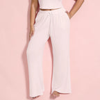 Rayon Ribbed Wide Leg Loungewear Pants