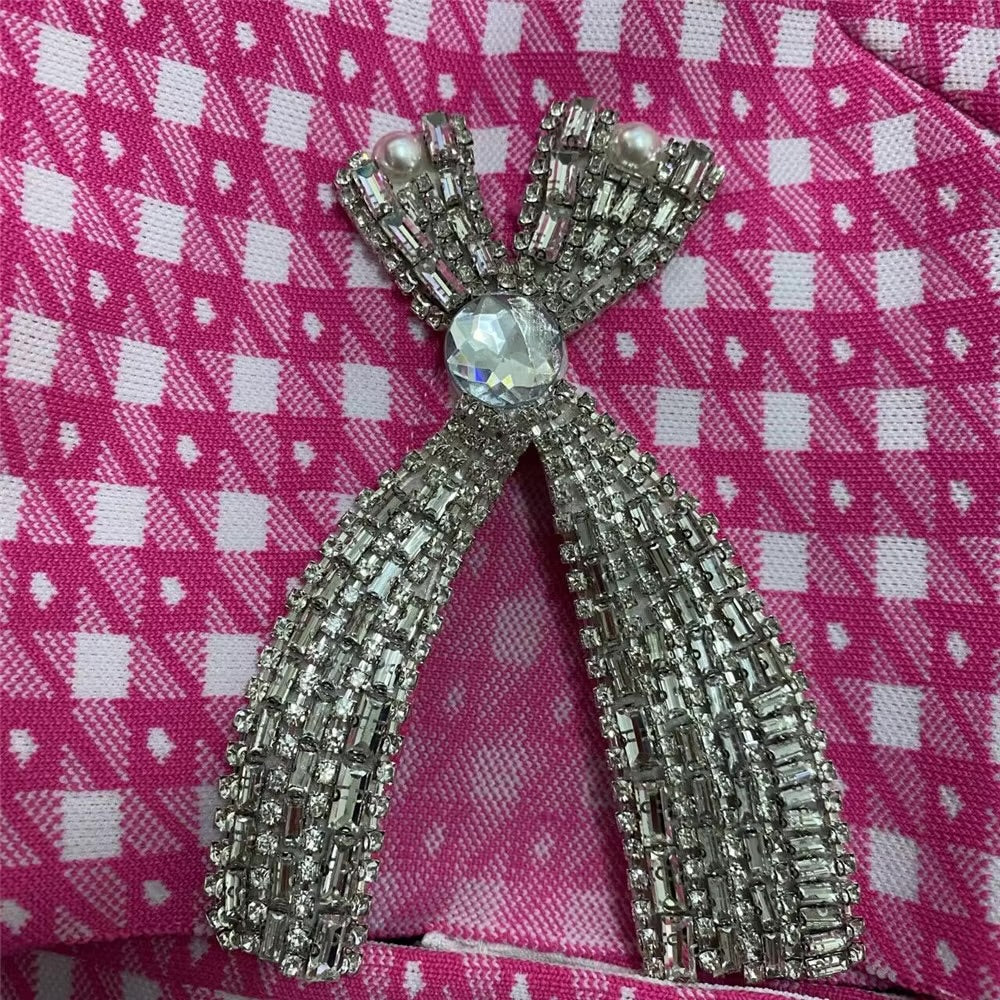 Boss Babe Bandage Bow Tops Mini Skirts Two Pieces Set