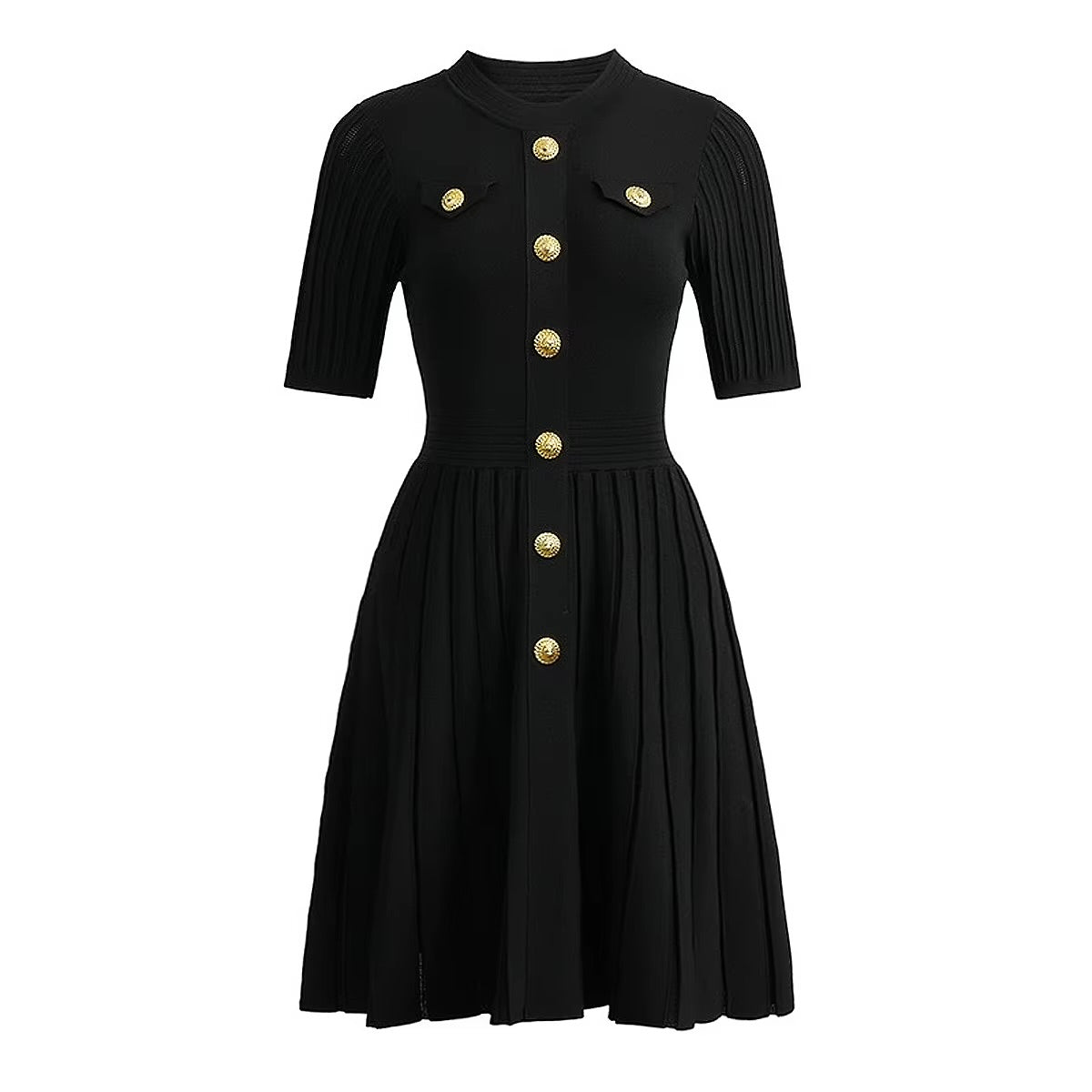 Boss Babe  O-Neck Short Sleeve A-line Mini Knits Dress
