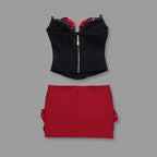 Boss Babe Rose Strapless Bodycon Top & Mini Skirt