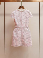Boss Babe Pink Double Breasted Pearl Beaded Belt Short Evening Dress