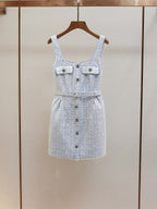 Boss Babe Blue Tweed Short Dress