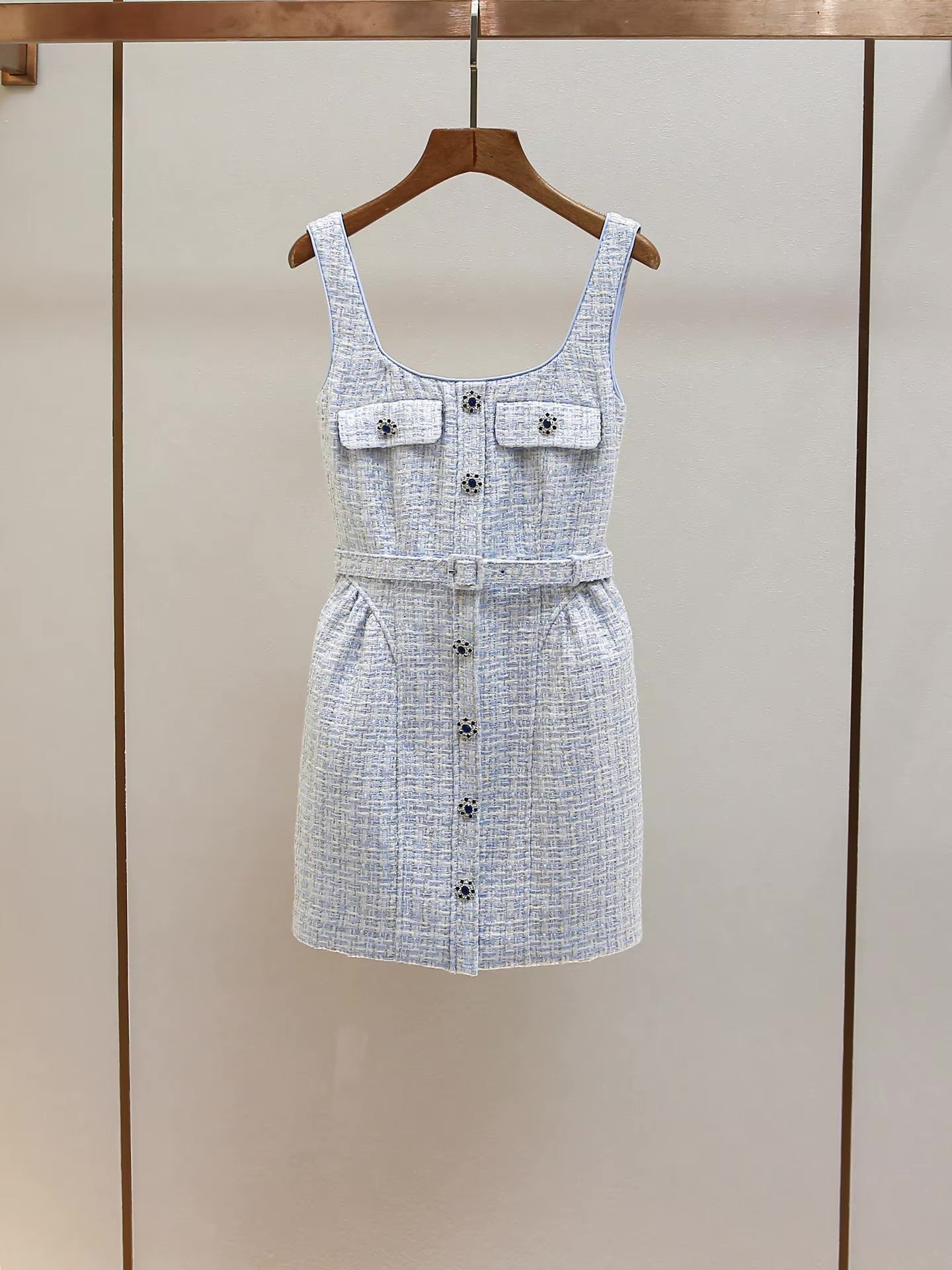 Boss Babe Blue Tweed Short Dress