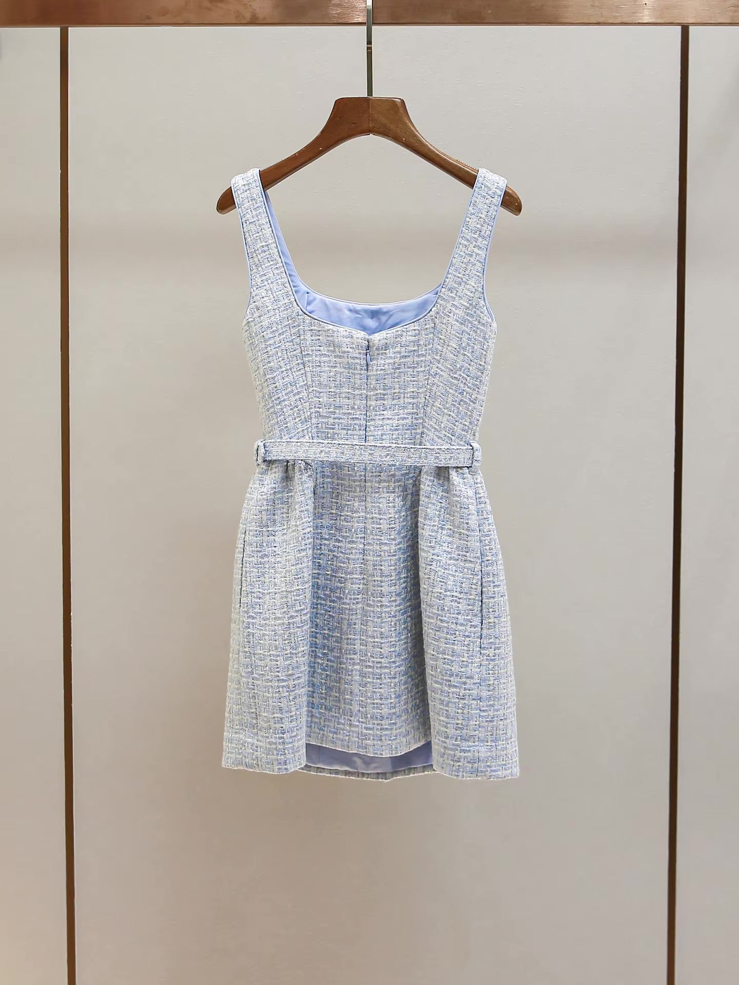 Boss Babe Blue Tweed Short Dress