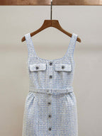 Boss Babe Blue Tweed Short Dress