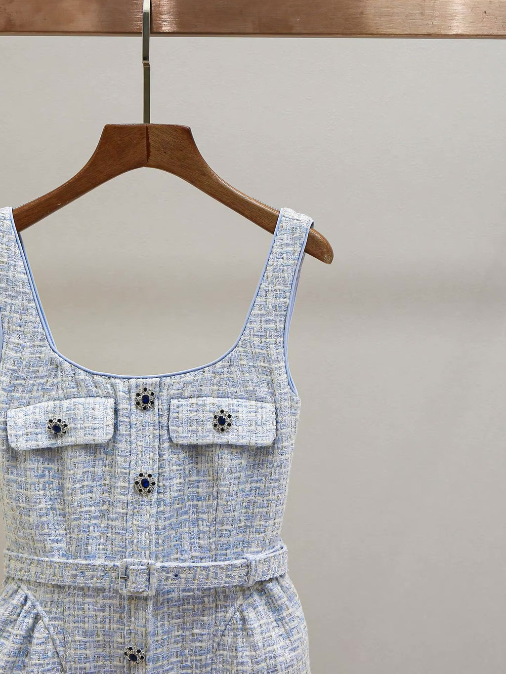 Boss Babe Blue Tweed Short Dress