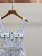 Boss Babe Blue Tweed Short Dress