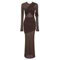 Boss Babe Sexy Mesh Long Sleeve Bodycon  Dress
