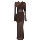 Boss Babe Sexy Mesh Long Sleeve Bodycon  Dress