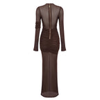 Boss Babe Sexy Mesh Long Sleeve Bodycon  Dress