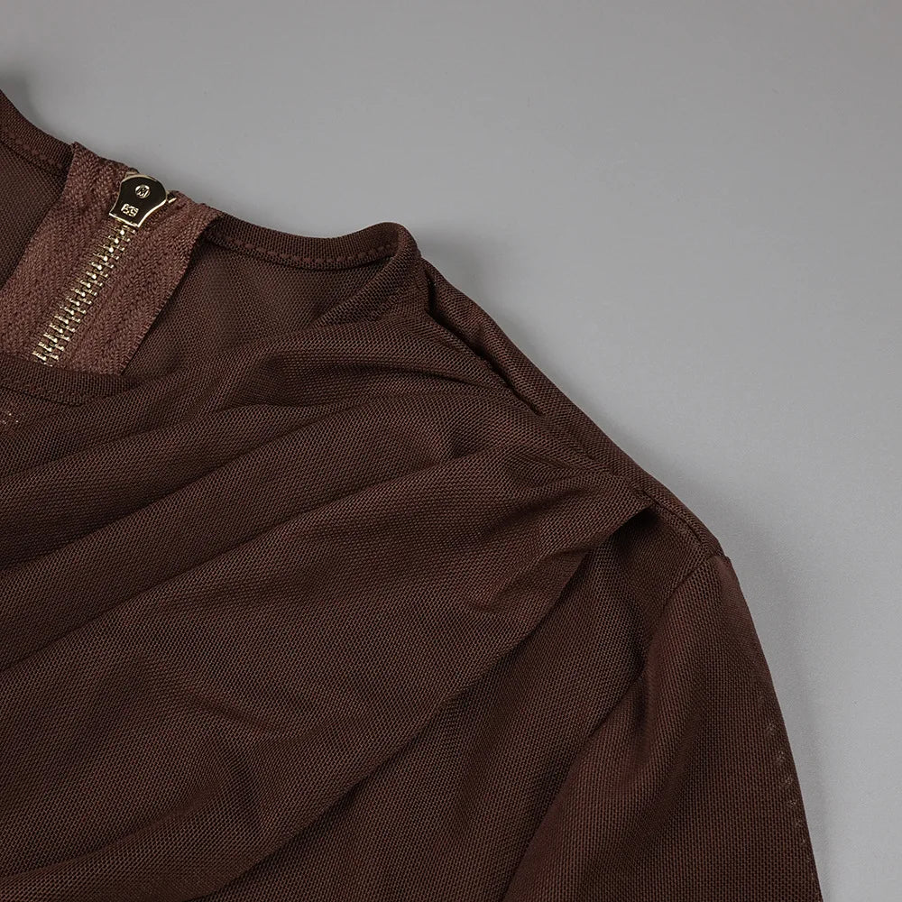 Boss Babe Sexy Mesh Long Sleeve Bodycon  Dress