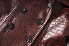 Boss Babe Pu Leather Long Sleeve Double-breasted Vintage Long Coat