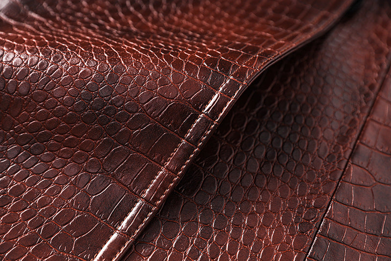 Boss Babe Pu Leather Long Sleeve Double-breasted Vintage Long Coat