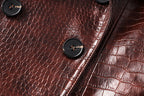 Boss Babe Pu Leather Long Sleeve Double-breasted Vintage Long Coat