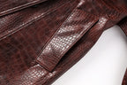 Boss Babe Pu Leather Long Sleeve Double-breasted Vintage Long Coat