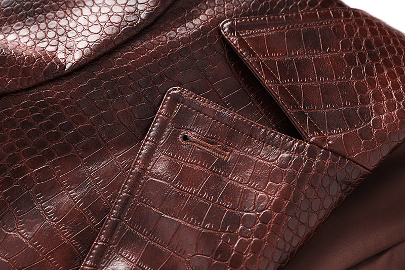 Boss Babe Pu Leather Long Sleeve Double-breasted Vintage Long Coat