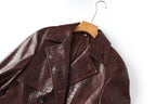 Boss Babe Pu Leather Long Sleeve Double-breasted Vintage Long Coat