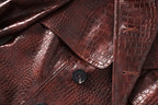 Boss Babe Pu Leather Long Sleeve Double-breasted Vintage Long Coat