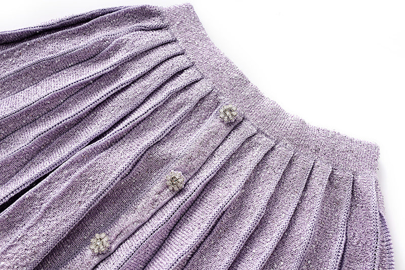 Boss Babe Lilac Tweed Woolen Shining Diamonds 2PCs