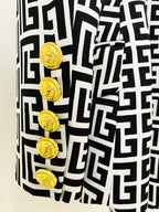 Boss Babe Geometrical Pattern 2PCS Blazer Suit