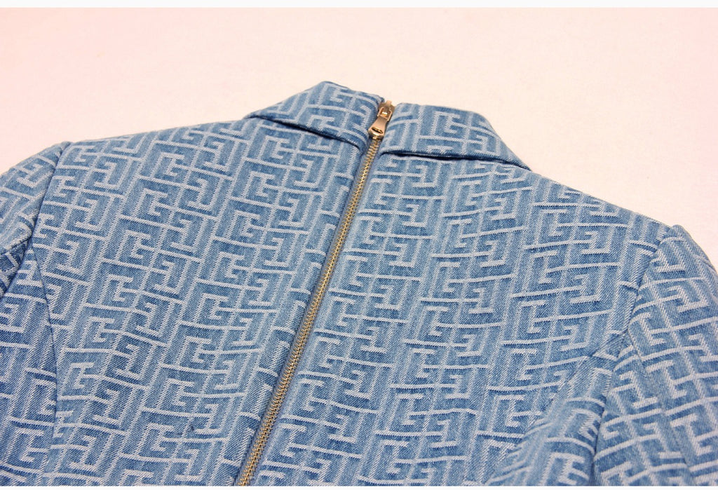 Boss Babe Notched Retro Geometrical Pattern Blazer