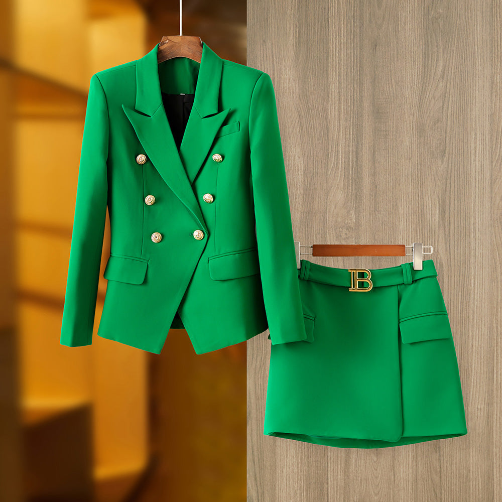 Boss Babe Green Two-Pieces Blazer Suit