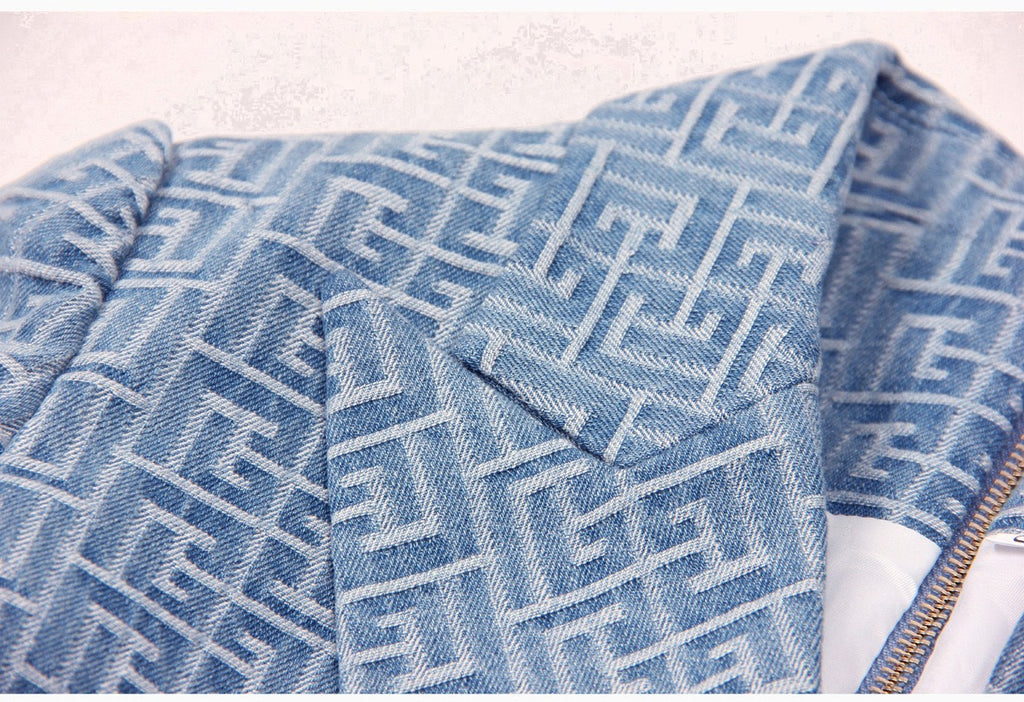 Boss Babe Notched Retro Geometrical Pattern Blazer