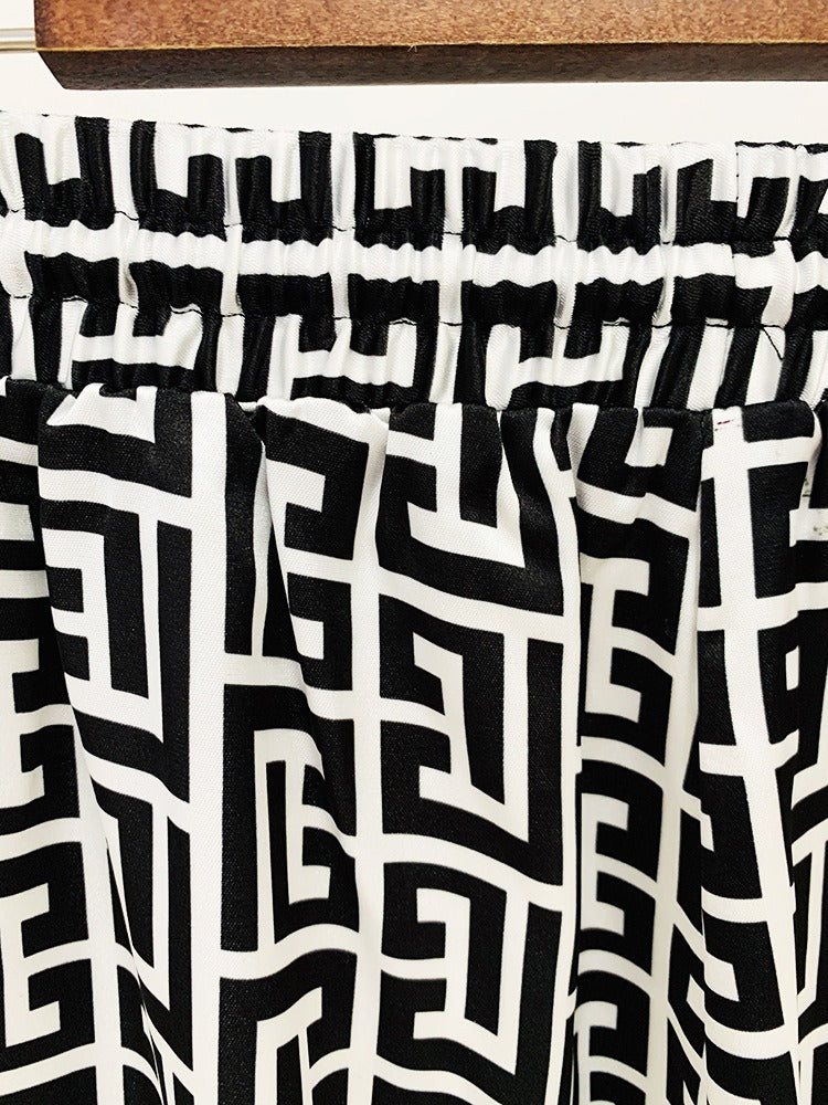 Boss Babe Geometrical Pattern 2PCS Blazer Suit