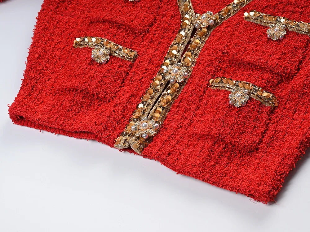 Boss Babe Charming Tweed Women 2Pcs Skirt Set