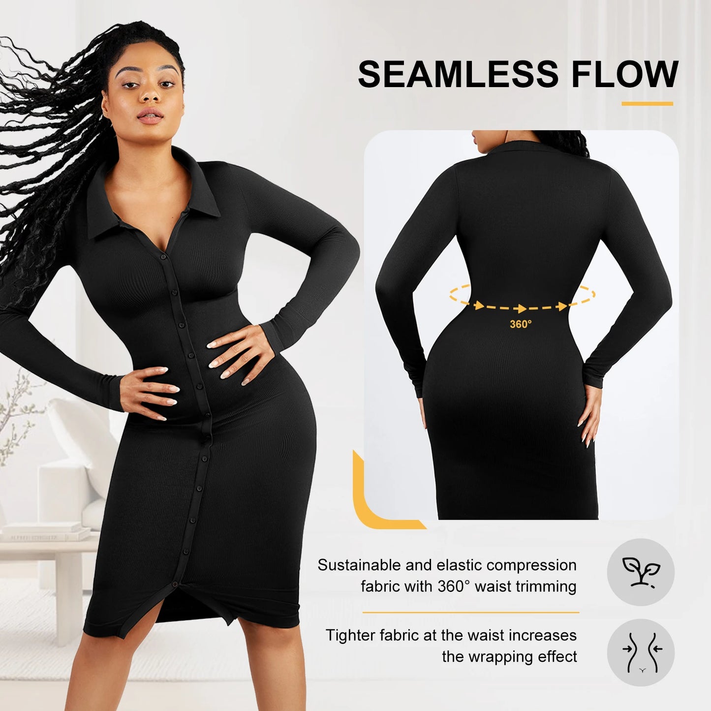 Shapewear Long Sleeve Shirt Waist Trainer Slimming Dress – Beautylicious you