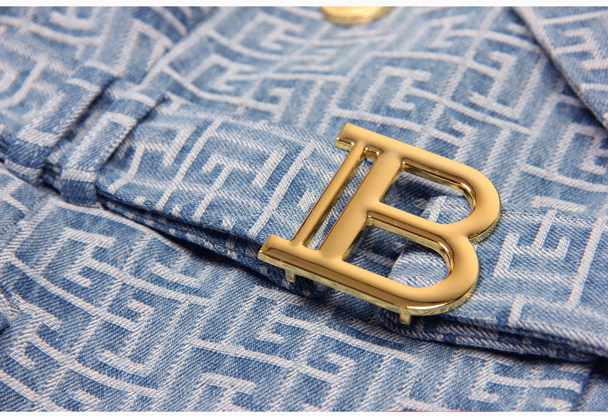 Boss Babe Notched Retro Geometrical Pattern Blazer