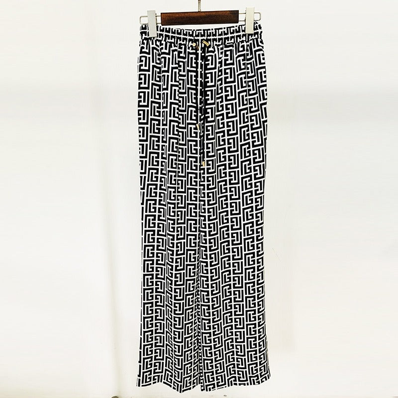 Boss Babe Geometrical Pattern 2PCS Blazer Suit