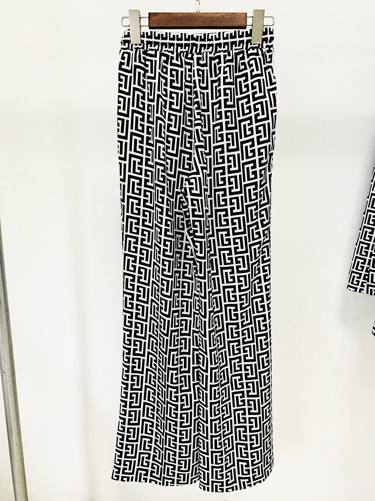 Boss Babe Geometrical Pattern 2PCS Blazer Suit