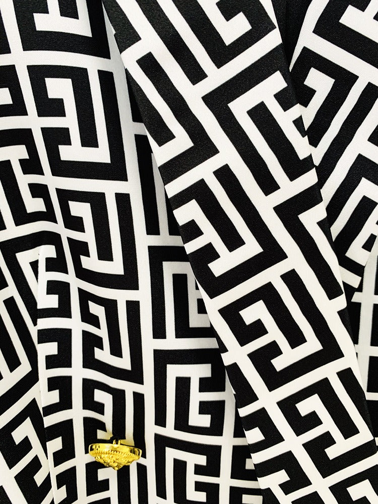 Boss Babe Geometrical Pattern 2PCS Blazer Suit